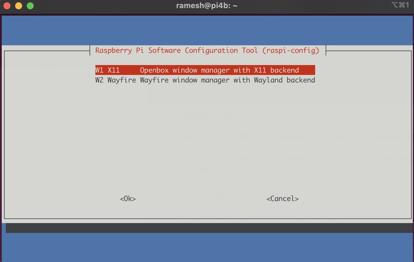 raspi-config tool to switch window manager.